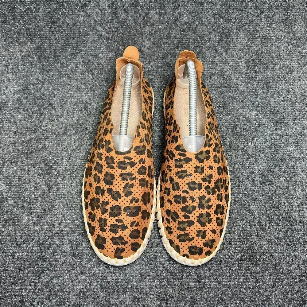 Ilse Jacobsen Shoes Womens 11 Brown Cheetah Print Slip On Comfort Casual Sneaker